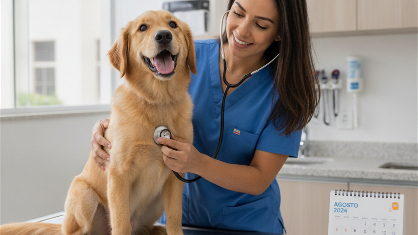 veterinário examinando cachorro em consulta preventiva