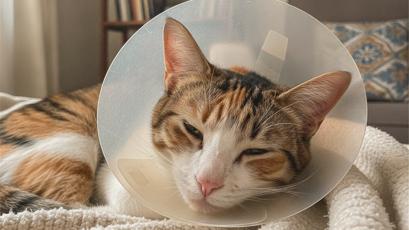 gato se recuperando apos cirurgia de castracao em casa
