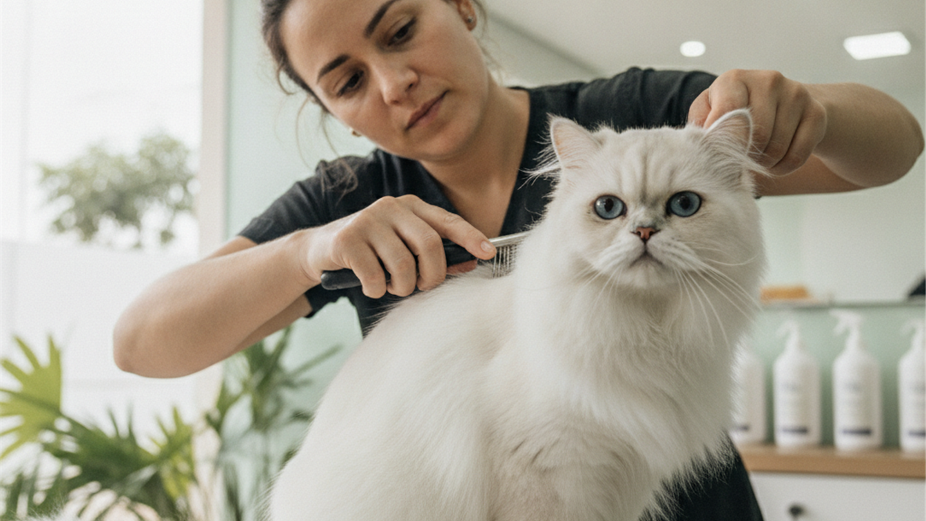 tosquia e cuidados com pelo de gato de pelo longo