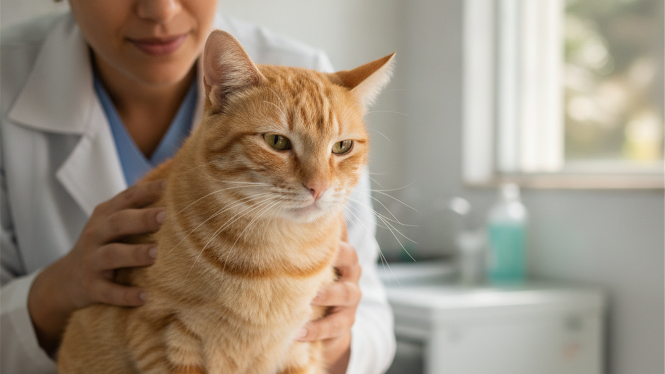 Gato em consulta veterinaria