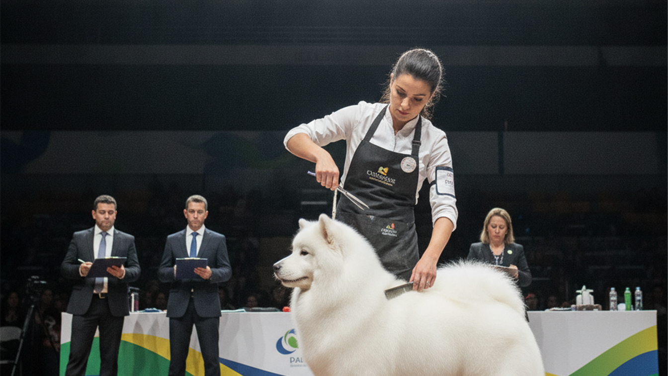 Tosador competindo em campeonato de estetica animal