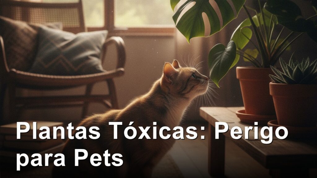 gato curioso cheirando planta toxica dentro de casa
