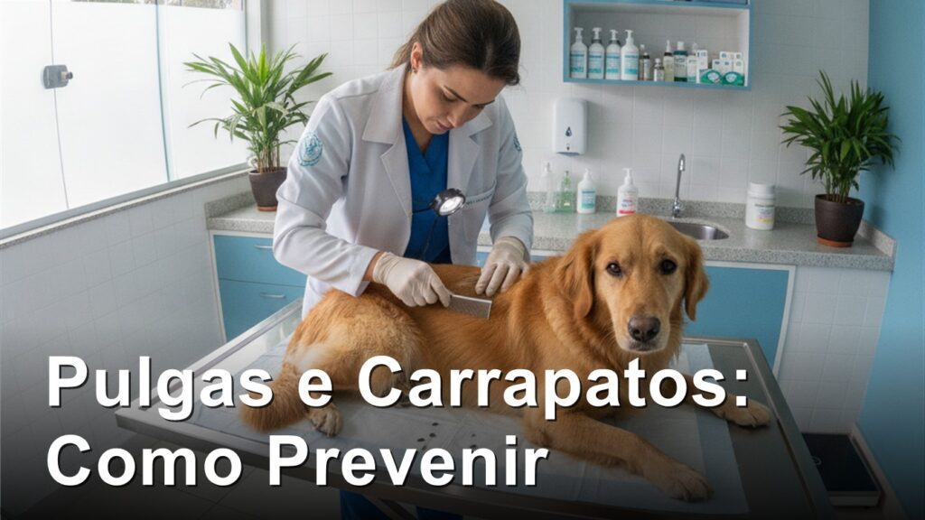Veterinario examinando cao para pulgas e carrapatos