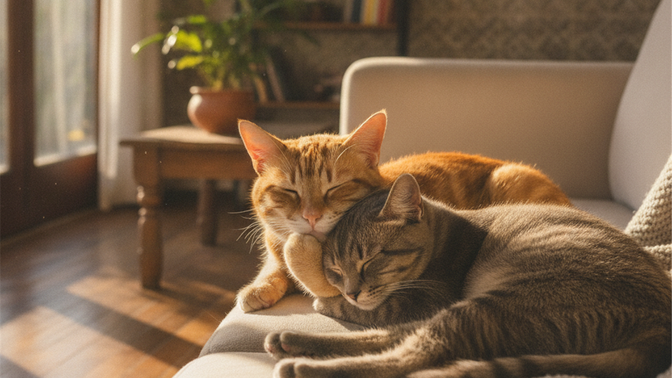 Dois gatos saudaveis convivendo em casa FIV FeLV soropositivos