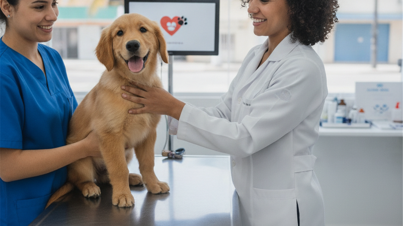 filhote cachorro veterinario primeiro exame