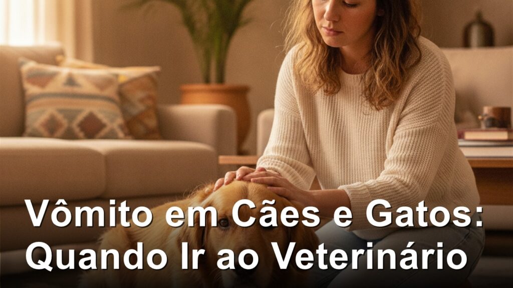 Cachorro com vomito sendo confortado pela tutora